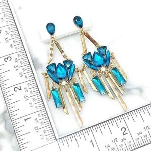 Cherryl's Jewelry - Teal Crystal & Hammered Gold Chandeliers Cherryl's Jewelry - Teal Crystal & Hammered Gold Chandeliers